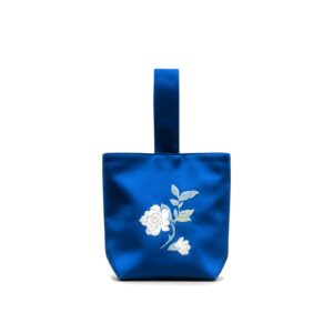 Home blue peony silk wristlet