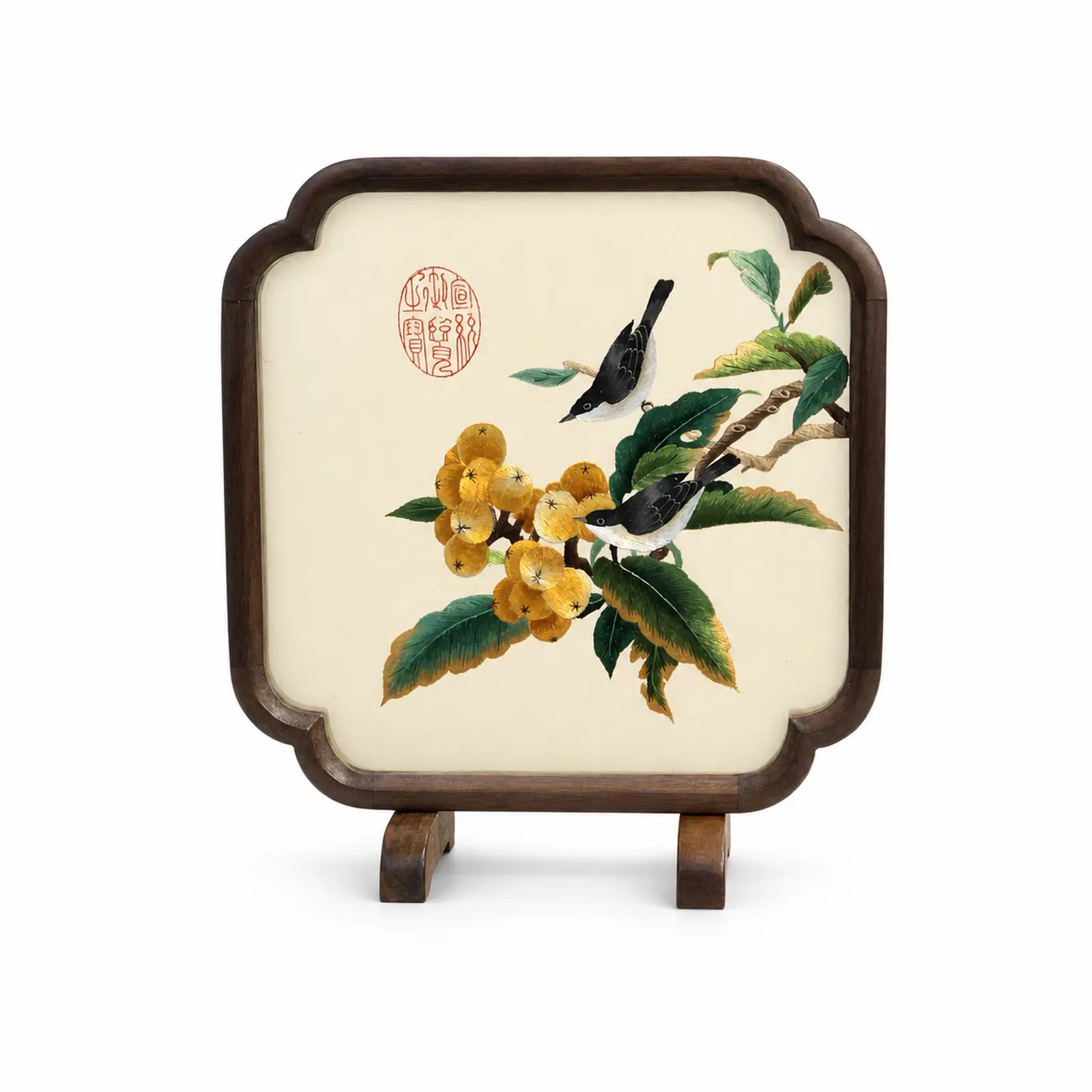 bird loquat embroidery table screen bird loquat embroidery table screen