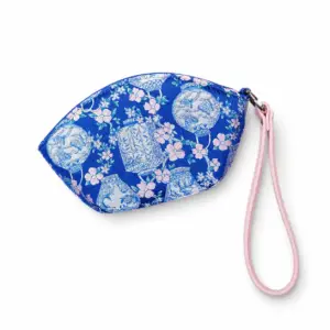 blue ceramic vase silk brocade coin purse