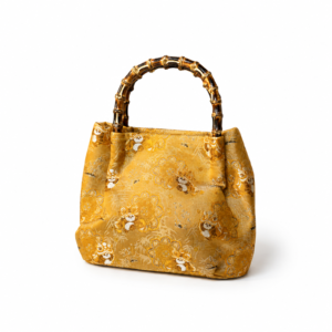 gold panda silk brocade bag main